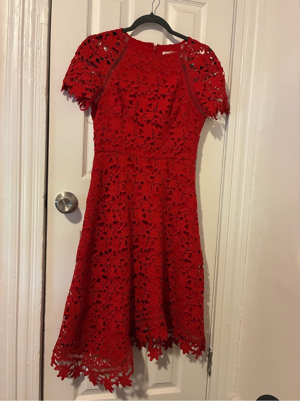NORDSTROM Eliza J - Floral Asymmetrical Lace Dress In Red - Picture 2 of 6